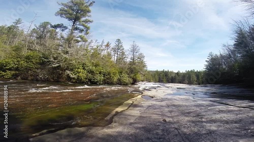 Top of a rocky waterfall, pan, Bridal Veil Falls, Dupont State Forest. photo