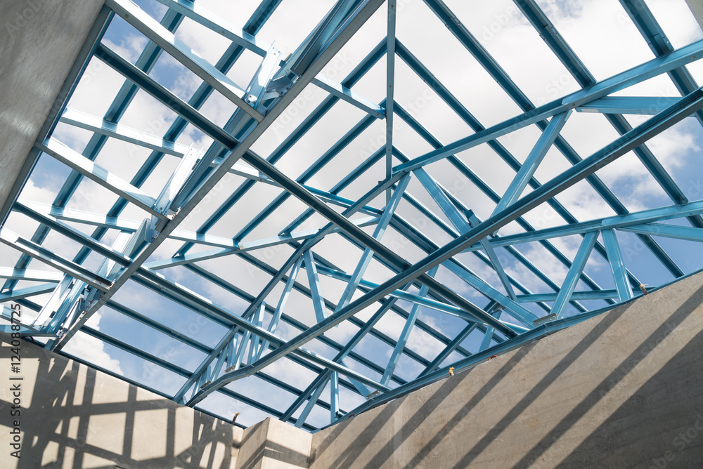 Structure of steel roof. Structure of steel roof.