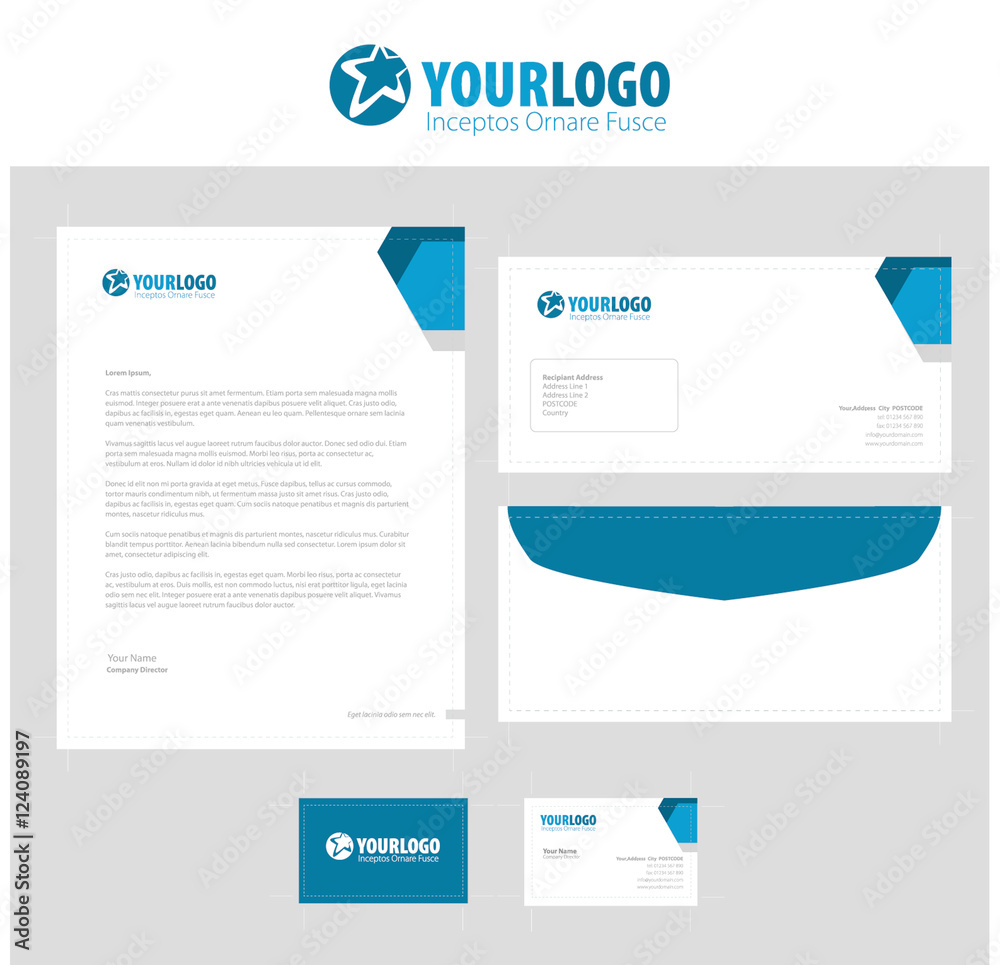Corporate stationery template design with elements Corporate stationery template design with elements