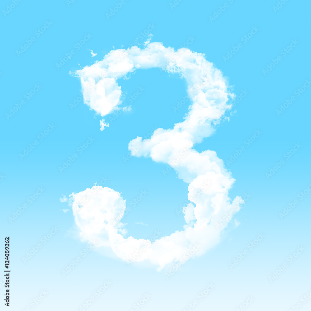 Naklejka premium Number cloud alphabet font at sky background