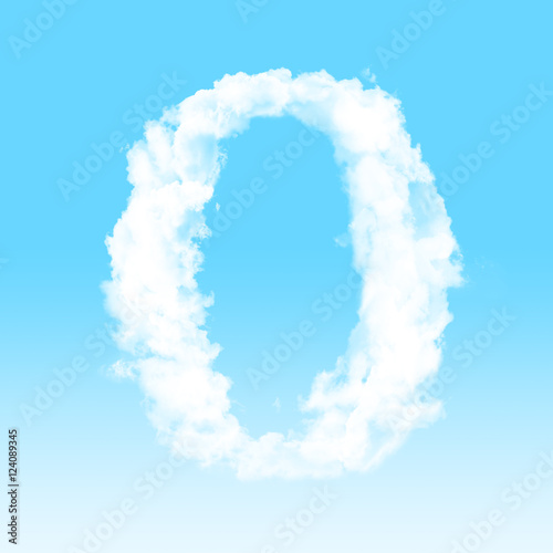 Number cloud alphabet font at sky background