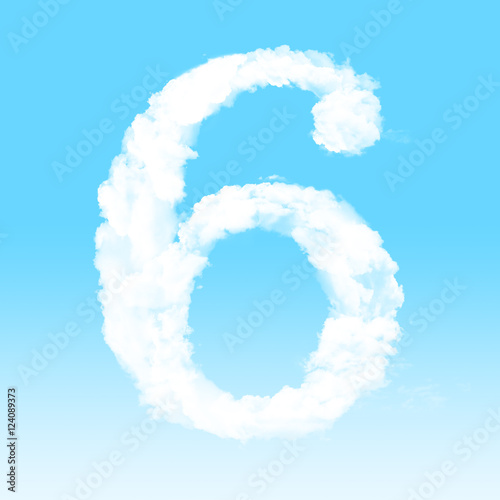 Number cloud alphabet font at sky background