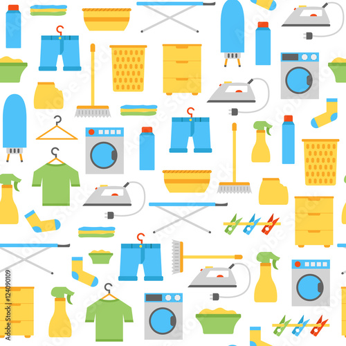 Vector flat laundry room background Stock Vector | Adobe Stock