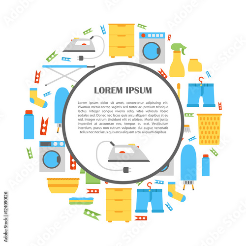 Vector flat laundry room background