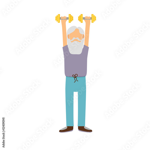 Vector cartoon active old man
