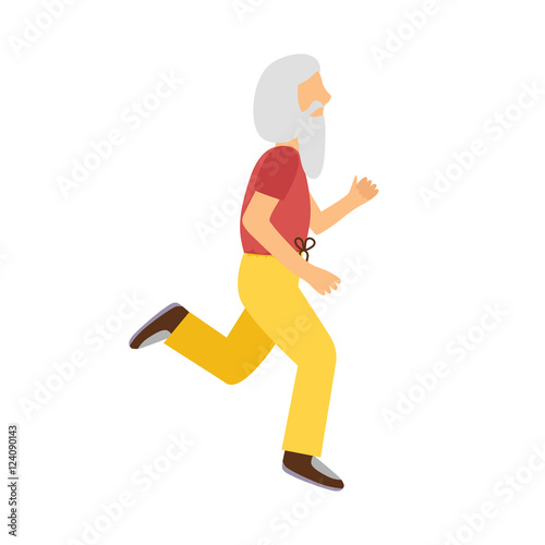 Vector cartoon active running old man