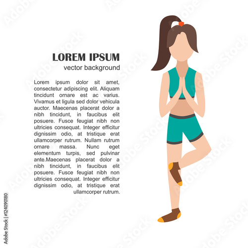 Vector cartoon flat yoga tree pose woman