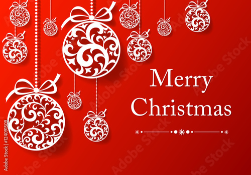 Vintage card with Christmas balls. vector illustration