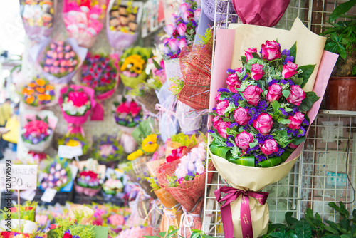 Fototapeta Naklejka Na Ścianę i Meble -  Flower and tree for sale in flower market in Hong Kong