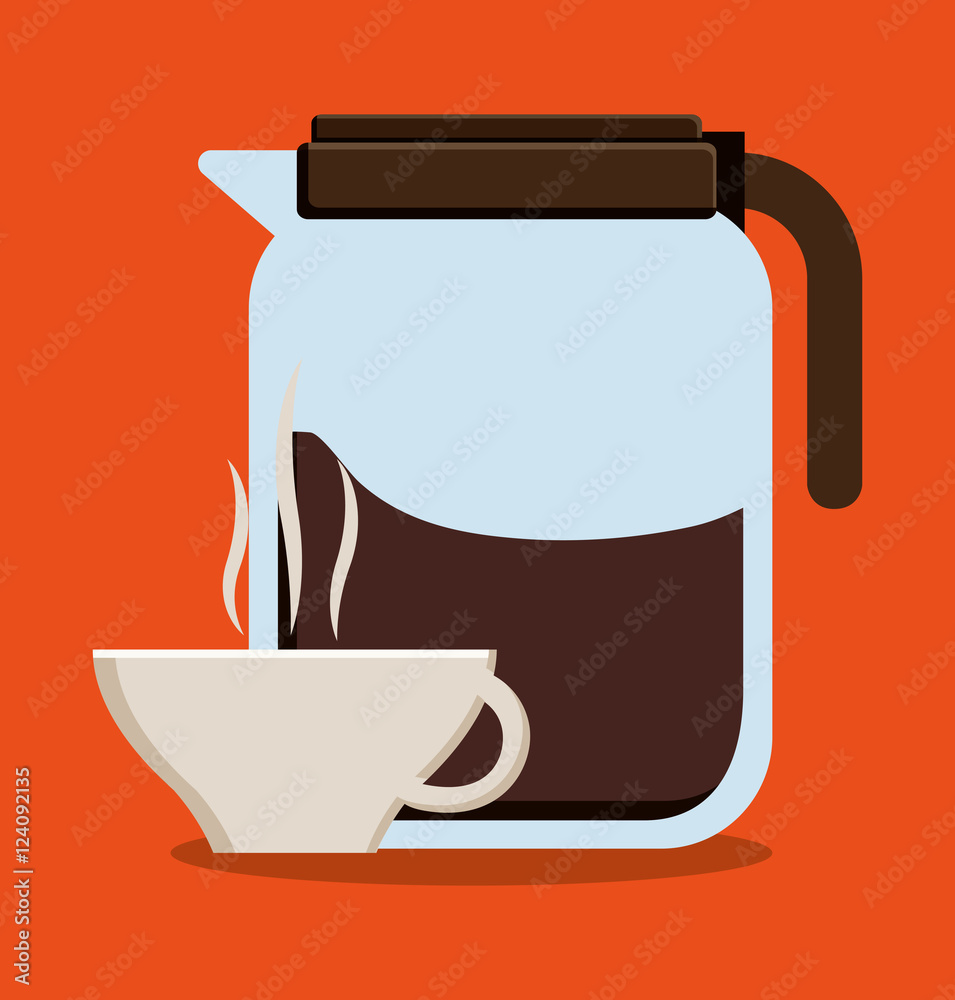 Coffee cup and kettle icon. Coffee shop drink beverage and restaurant theme. Vector illustration Coffee cup and kettle icon. Coffee shop drink beverage and restaurant theme. Vector illustration