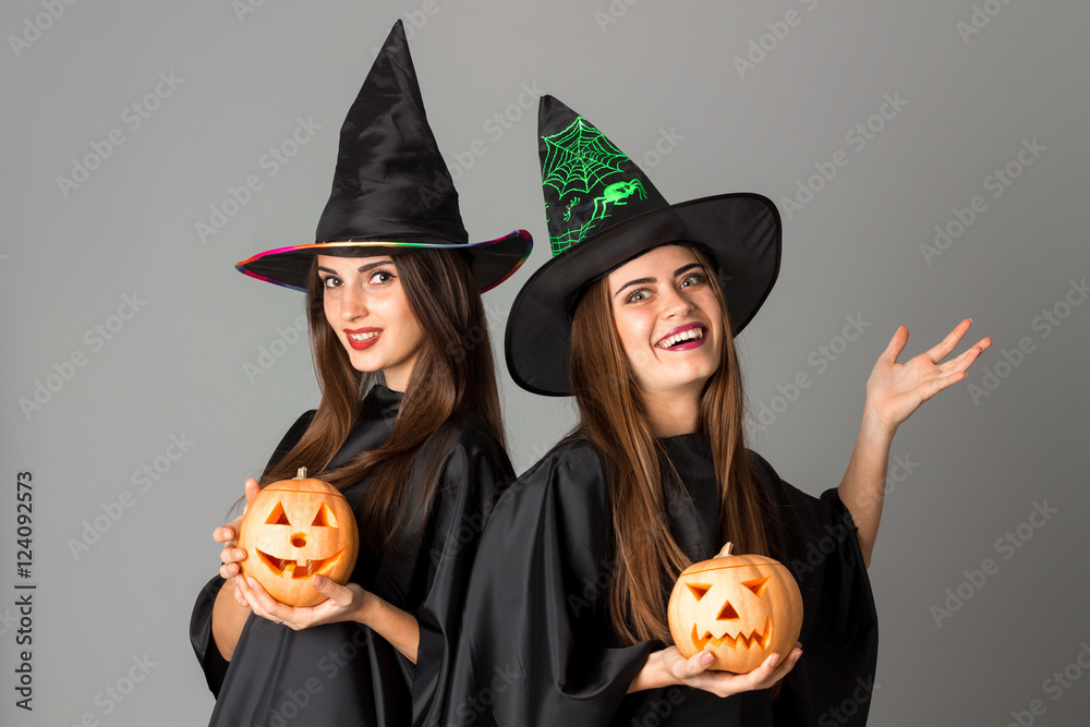 two young girls in halloween style