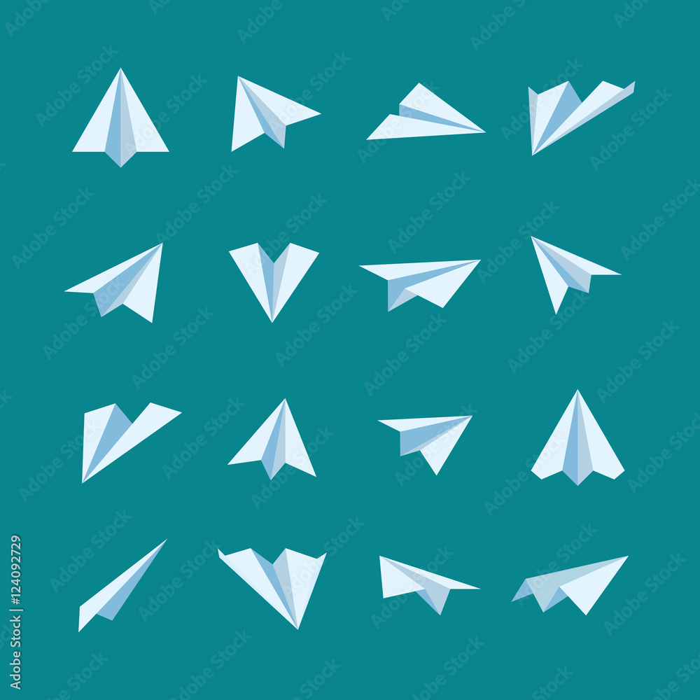 Paper planes flat vector icons set Paper planes flat vector icons set