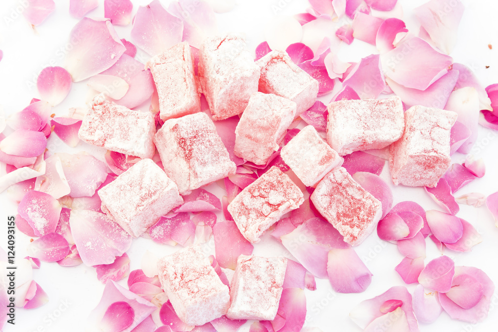 Turkish Delight of Roses with Rose Petals Turkish Delight of Roses with Rose Petals