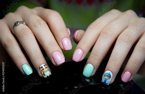 Awesome nails and beautiful clean manicure. Nails are natural. Manicure is made using nails drill machine.