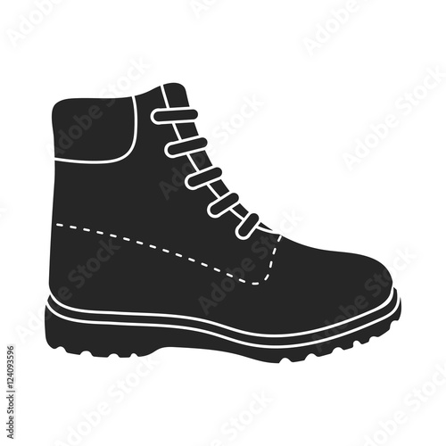Hiking boots icon in  black style isolated on white background. Shoes symbol stock vector illustration.