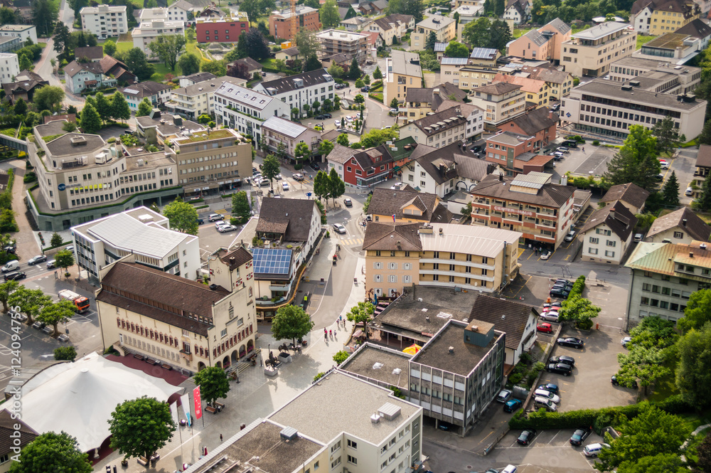 Vaduz, Liechtenstein aerial view