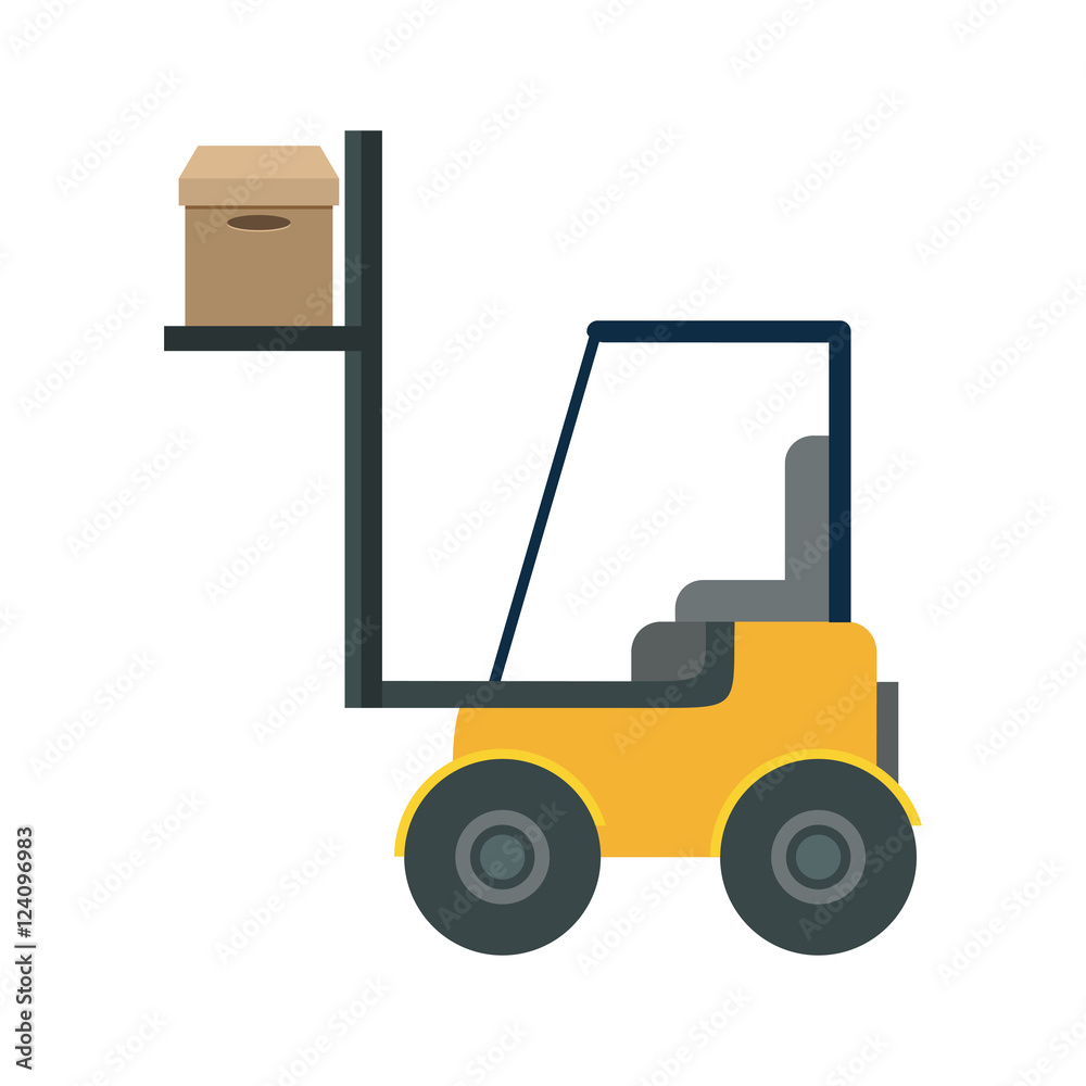 forklift vehicle delivery transport vector illustration design