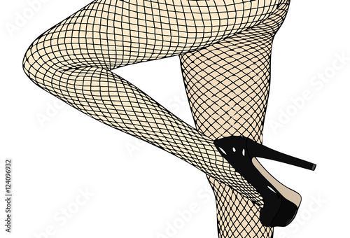 Beautiful legs in fishnet stockings