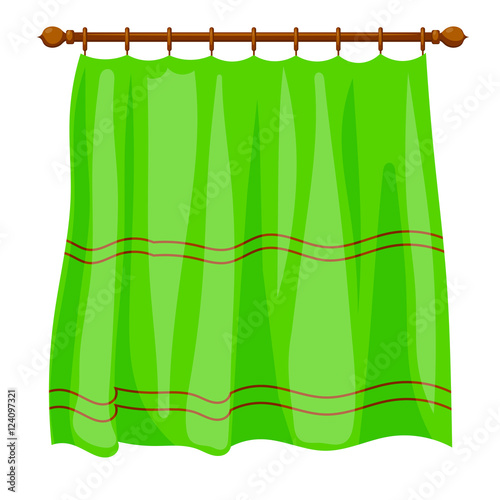 Vector illustration of abstract Cartoon green curtains on the le