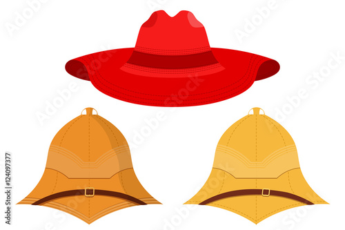 Vector illustration of hats on a white background. Isolated obje