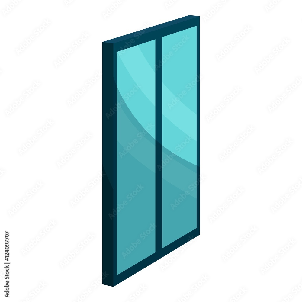Blue glass door icon. Cartoon illustration of door vector icon for web design Blue glass door icon. Cartoon illustration of door vector icon for web design
