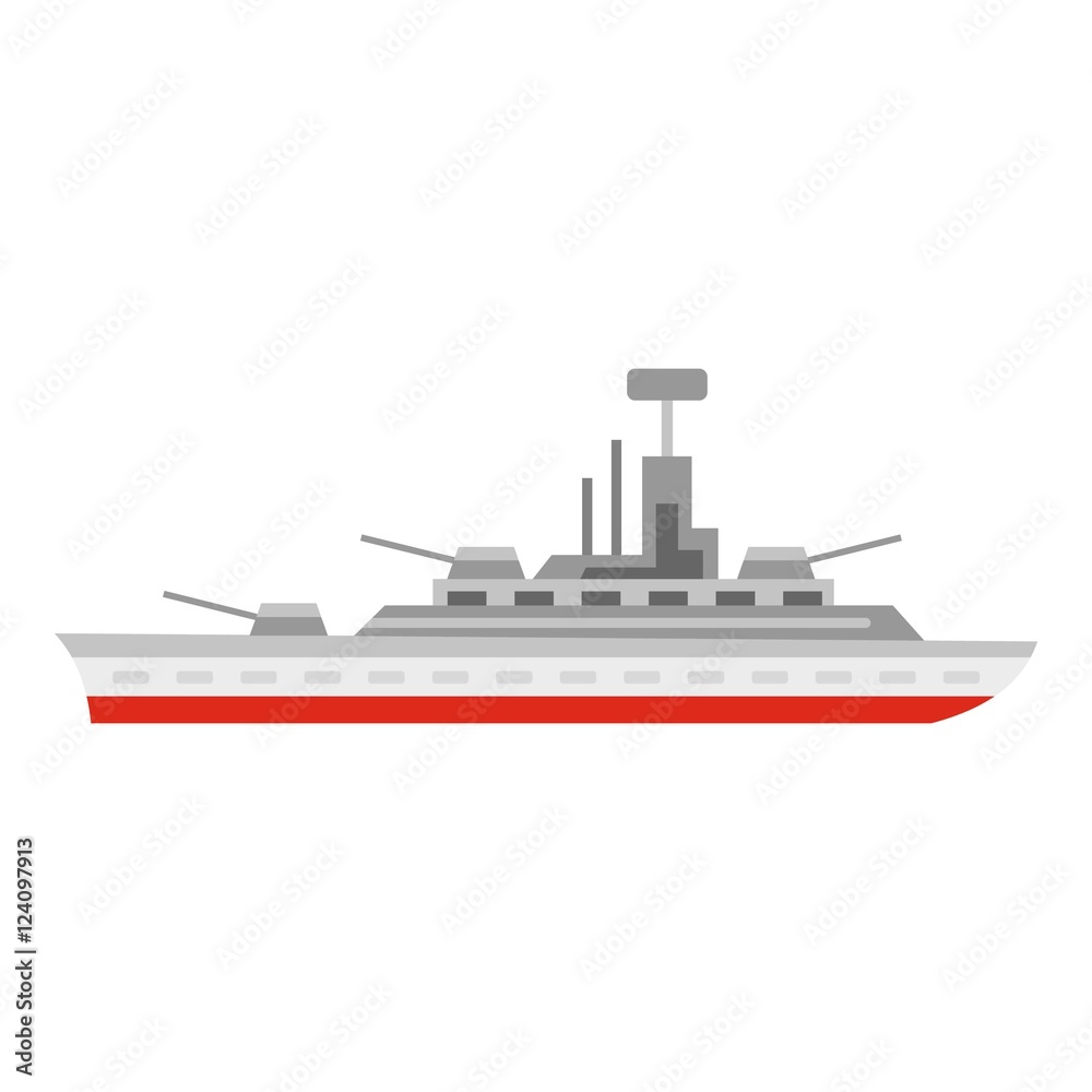 Warship icon. Flat illustration of warship vector icon for web design