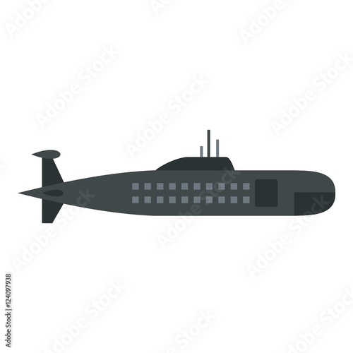 Military submarine icon. Flat illustration of submarine vector icon for web design