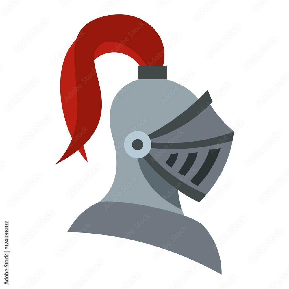 Medieval knight helmet icon. Flat illustration of helmet vector icon for  web design Stock Vector | Adobe Stock