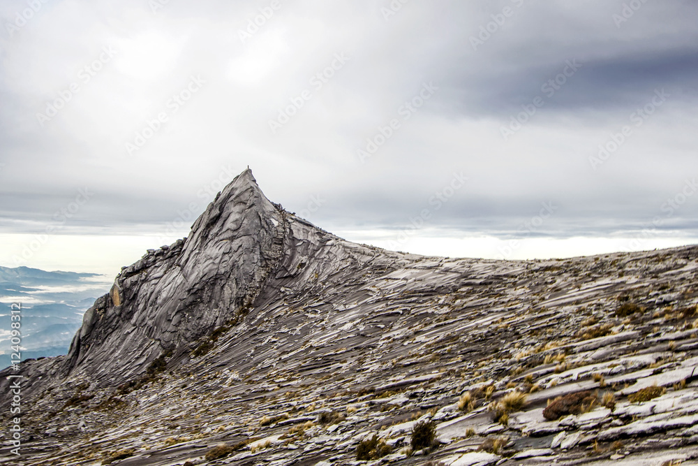 South Peak at Kinabalu mountain with cloudy sky landscape