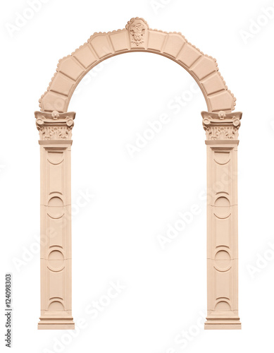 Beautiful antique arch isolated on white background
