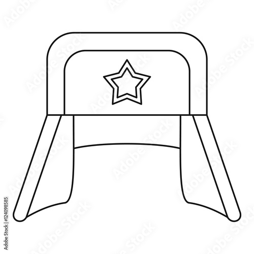 Hat with earflaps and star icon. Outline illustration of hat with earflaps vector icon for web
