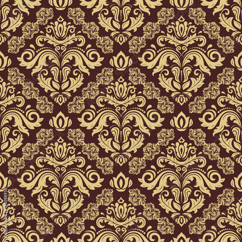 Oriental classic pattern. Seamless abstract background with repeating elements. Brown and golden pattern