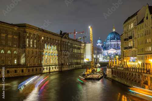 Canal on Spree and Berliner Dom during the Festival of Lights