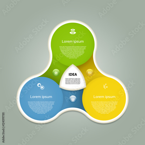 Vector circle infographic. Template for diagram, graph, presentation and chart. Business concept with three options, parts, steps or processes. Abstract background.