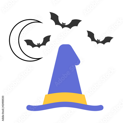 bat, hallowen hat, witch icon vector