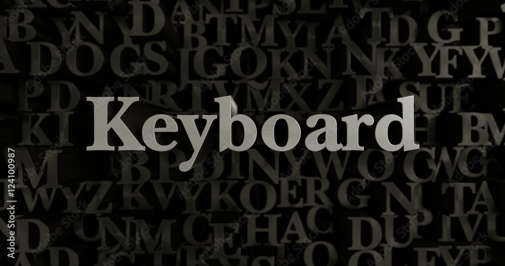 Keyboard - 3D rendered metallic typeset headline illustration.  Can be used for an online banner ad or a print postcard.