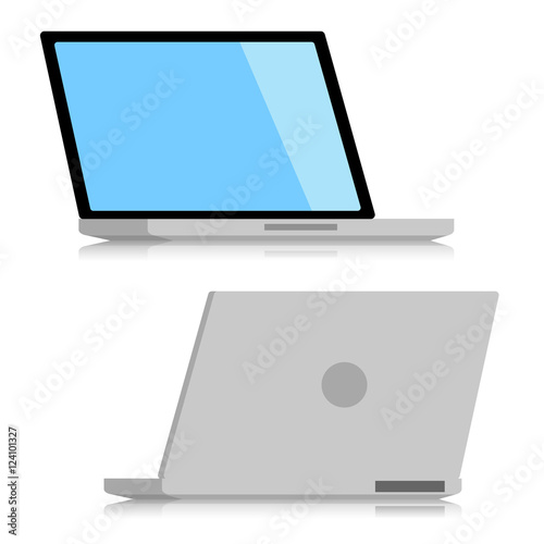 Minimal incline 120 degree Laptop isolated on white background. Flat design for business financial marketing banking advertising commercial event in minimal concept illustration.