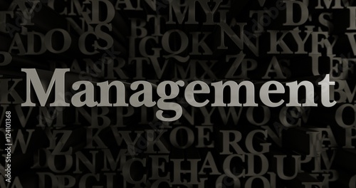 Management - 3D rendered metallic typeset headline illustration. Can be used for an online banner ad or a print postcard.