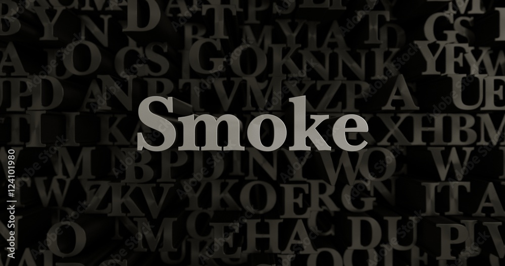 Smoke - 3D rendered metallic typeset headline illustration.  Can be used for an online banner ad or a print postcard.