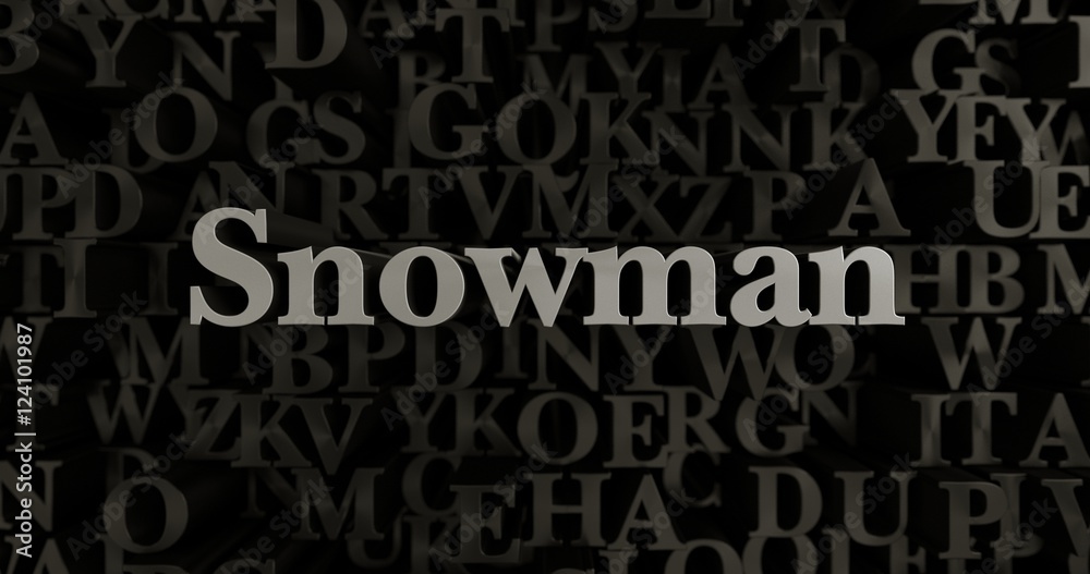 Snowman - 3D rendered metallic typeset headline illustration.  Can be used for an online banner ad or a print postcard.