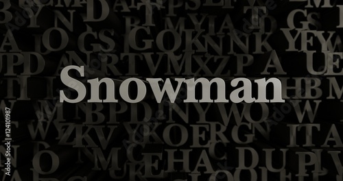 Snowman - 3D rendered metallic typeset headline illustration. Can be used for an online banner ad or a print postcard.