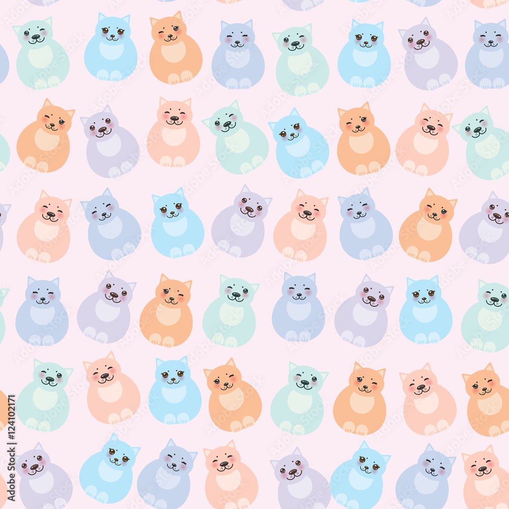 set sitting funny fat cats, pastel colors on white background. Vector set sitting funny fat cats, pastel colors on white background. Vector