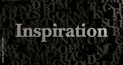 Inspiration - 3D rendered metallic typeset headline illustration. Can be used for an online banner ad or a print postcard.
