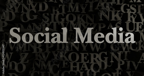 Social Media - 3D rendered metallic typeset headline illustration. Can be used for an online banner ad or a print postcard.