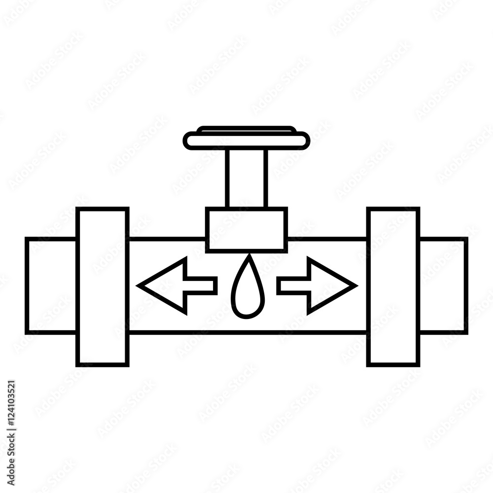 Pipe with valves icon. Outline illustration of pipe with valves vector icon for web Pipe with valves icon. Outline illustration of pipe with valves vector icon for web