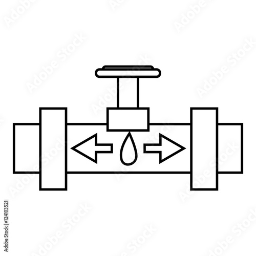 Pipe with valves icon. Outline illustration of pipe with valves vector icon for web