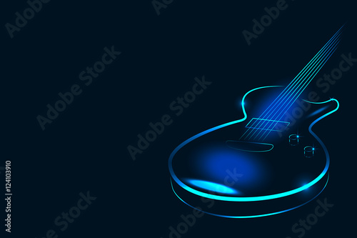 Vector illustration of electric guitar in neon