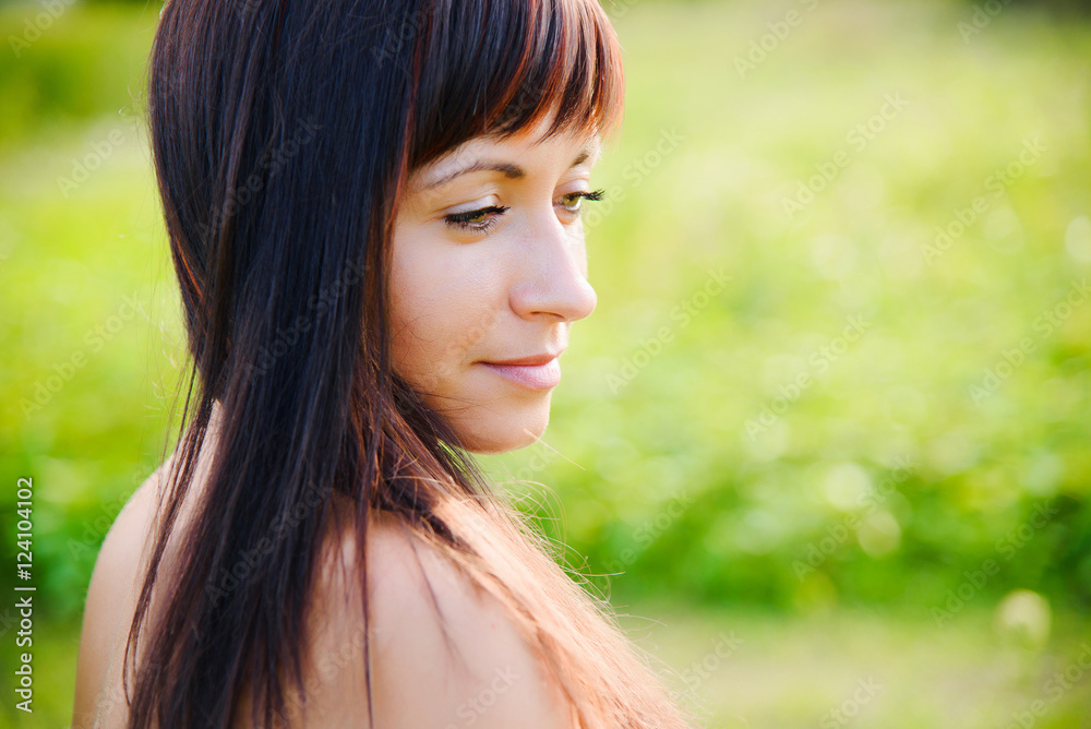Outdoor sensual attractive close up portrait beauty woman Outdoor sensual attractive close up portrait beauty woman