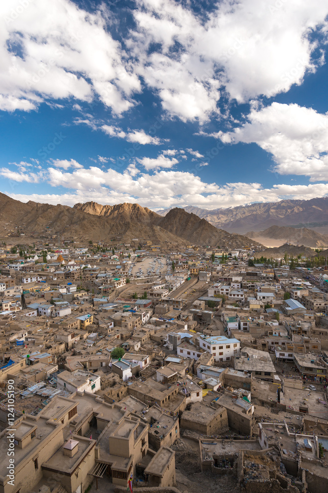 Leh cityscape, Valley village in Leh,Ladakh, India.