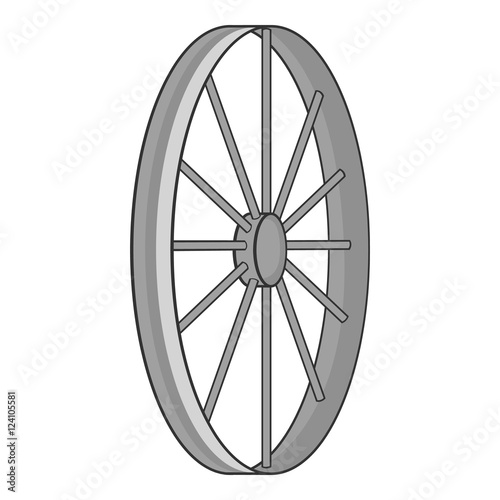 Bicycle wheel icon. Gray monochrome illustration of bicycle wheel vector icon for web